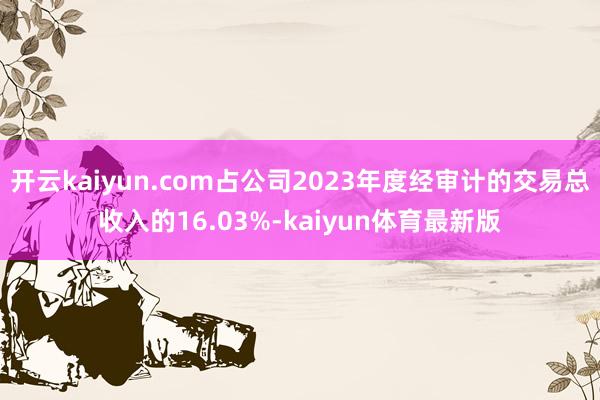 开云kaiyun.com占公司2023年度经审计的交易总收入的16.03%-kaiyun体育最新版